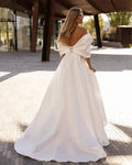 Elegant Off the Shoulder Side Slit Satin Bridal Dress Sexy Bow Sweetheart A-Line Long Wedding Dresses Vestido De Novia