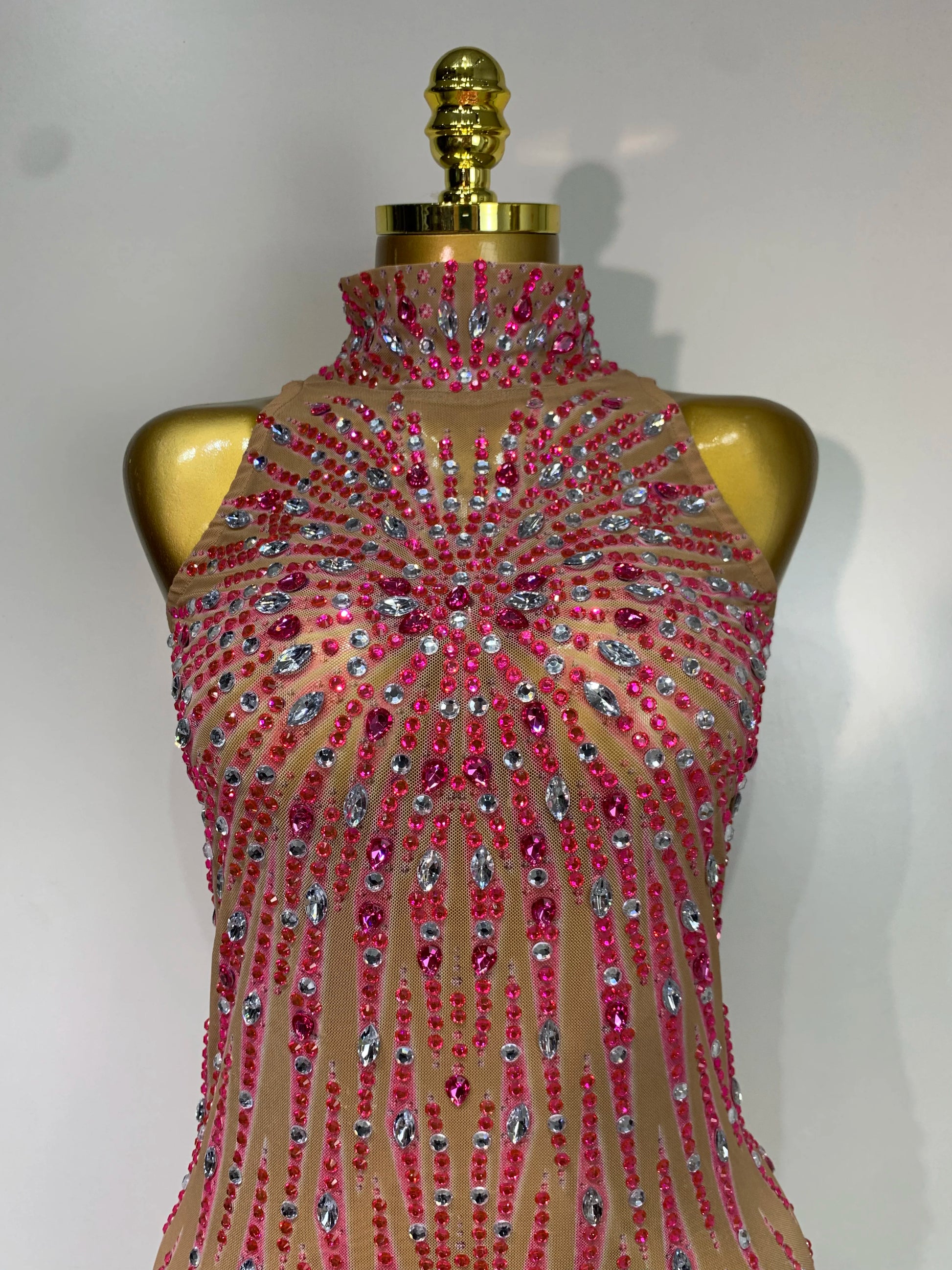 Sparkly Rhinestones Mesh See Through Jumpsuit Women Sexy Sleeveless Performance Dance Costume Birthday Nightclub Stage Outfit