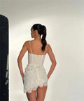 Sexy Full Lace Short Wedding Dresses With Jacket Long Sleeves Boning Mini Bridal Gowns Robe de mariage Party Dress