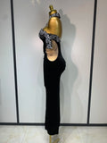 Women Sexy Off the Shoulder Shinning Crystal Bodycon Long Dress High Quality Velvet Celebrate Nightclub Party Birthday Dresses