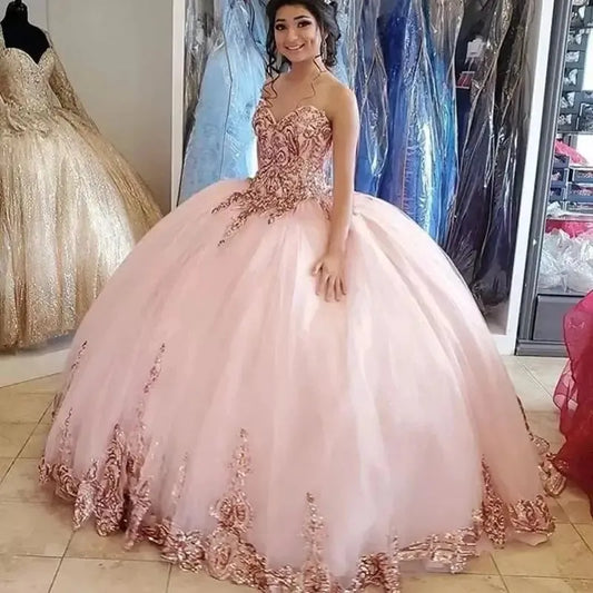 Royal Blue Off-Shoulder Ball Gown Quinceanera Dress Vestidos De 15 Anos Fashion 3D Flower Tulle Princess Party Gown