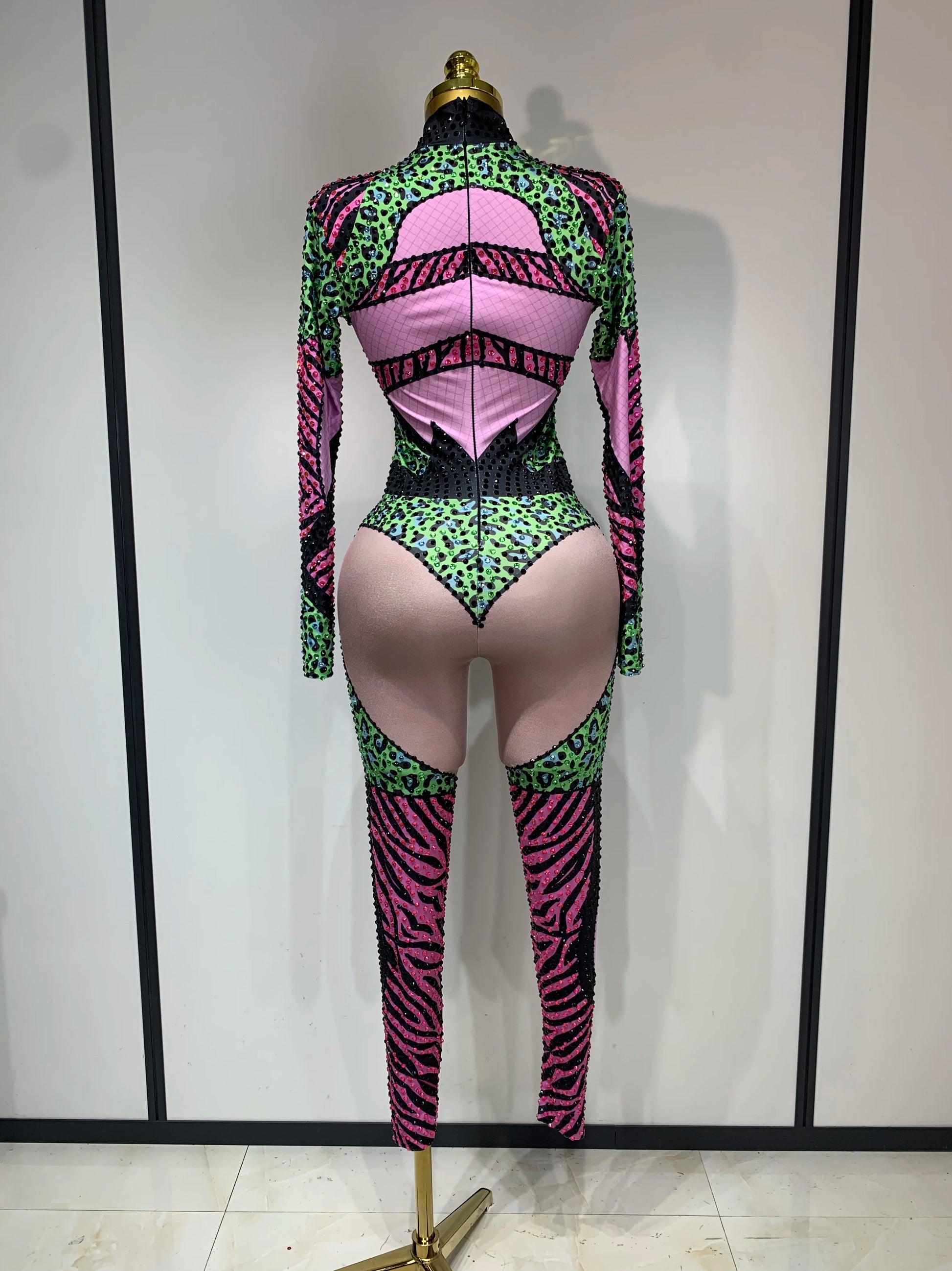 Sparkly Rhinestones Jumpsuit Women Sexy Nightclub Outfit Birthday Evening Party Bodysuit Stage Show Performance Photoshoot Wear