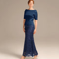 Elegant Customized Lace Mermaid Mother Dresses For Bride Wedding Party Gowns Short Sleeve Ankle Length Formal Occasion Dress