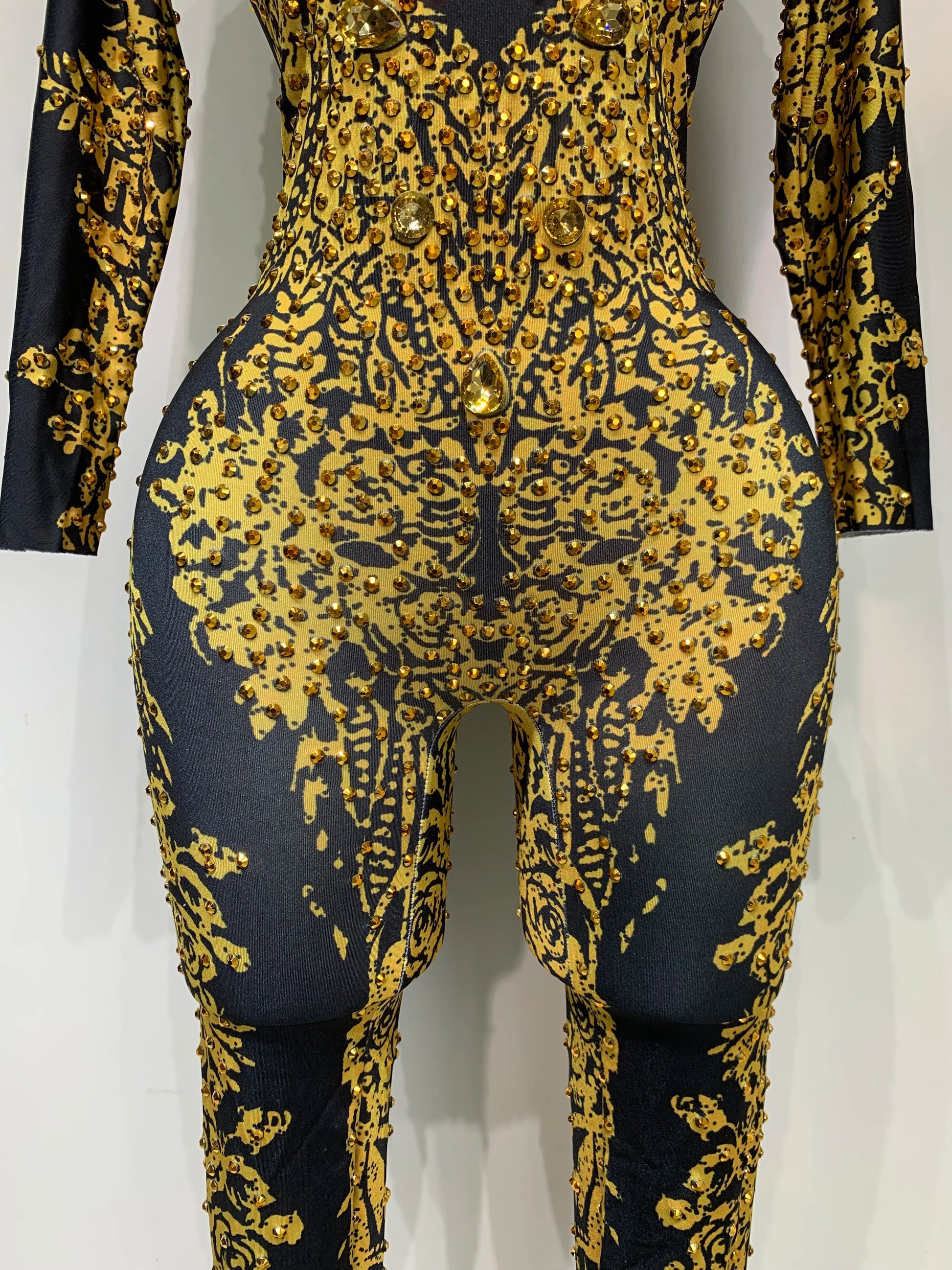 Sparkly Rhinestones Jumpsuit Fashion Sexy Stretch Dance Costume Nightclub Bodysuit Birthday Outfit Evening Party Leggings