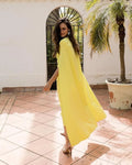 Yellow Mermaid Evening Dress With Cape Satin Special Occasion Dress Prom Gown Summer Party Wedding Guest Dress