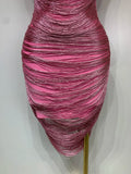 Women Sexy Tassel Pink Mini Bodycon Bandage Dress 2025 Celebrity Designer Fashion Party Evening Nightclub Dresses Cocktail Gowns