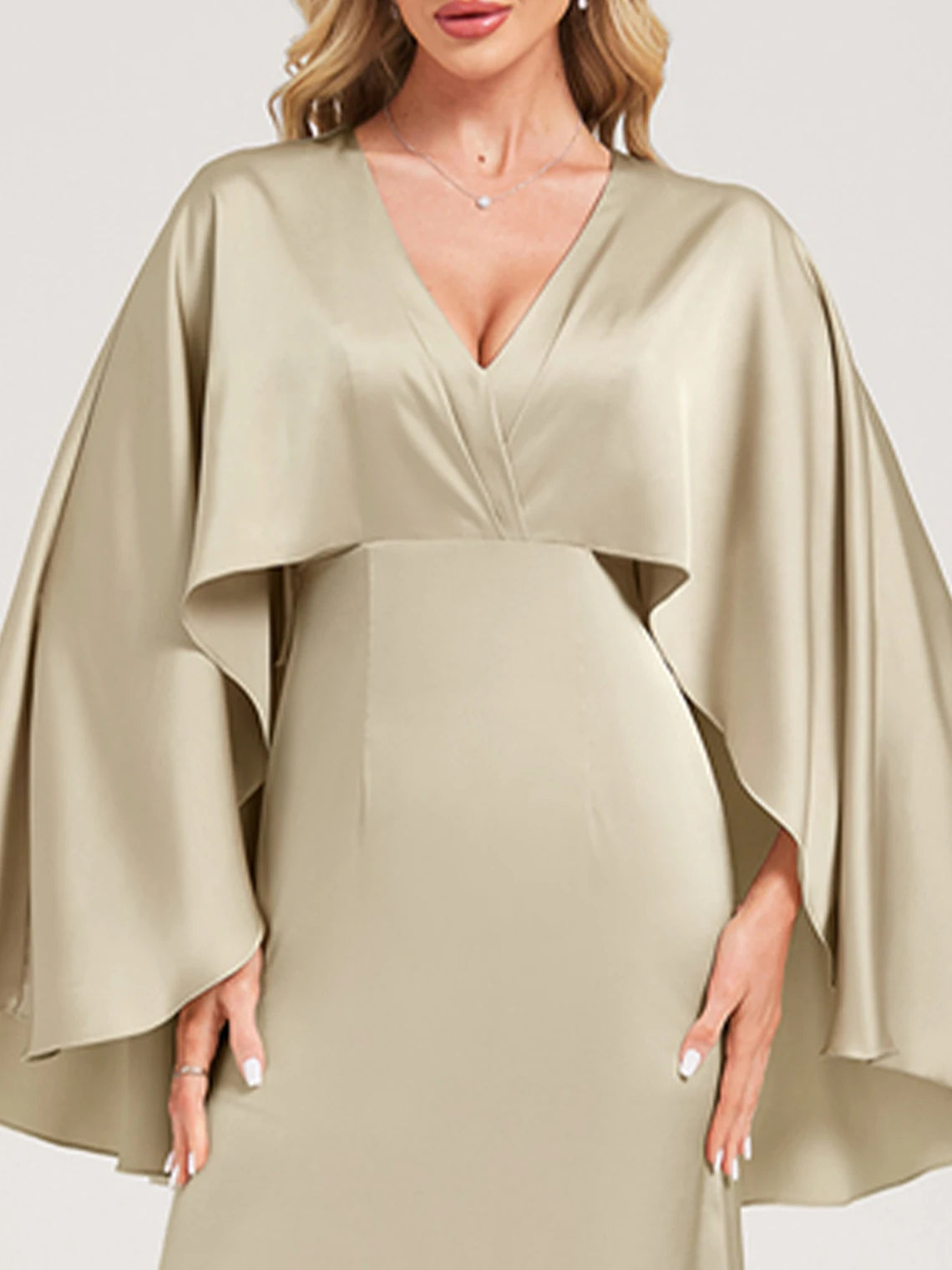 Mother Of The Bride Gown - Elegant A-Line Formal Evening Dress Matte V-Neck Floor-Length 3/4 Length Sleeve Mother of the Bride Dress 2025 free customized