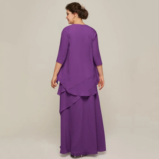Mother Dresses Simple Customized A Line Bride Party Dress Ankle Length Occasion Gown Chiffon Elegant O Neck robe invitée mariage