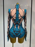Sexy Stage Sparkly Rhinestones Bodysuit Dance Costume Party Bar Show Performance drag queen Outfit Cosplay Halloween Clothing