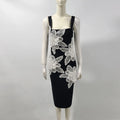 2025 Elegant Women's 3D Flower Design Bandage Dress Camisole Sleeveless Bodycon Knee length Dress Cocktail Banquet Dress Vestido black