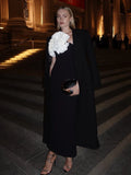 Elegant Evening Long Bandage Dress Fashion Splicing Ruffle Flowers Club Party Gowns Lady Sexy Diagonal Collar Dress