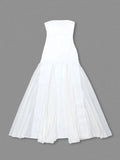 2025 Sexy Women'S Mesh Patchwork Bandage Dress Strapless Sleeveless Backless A-Line Pleated Long Dress For Evening Party Vestido