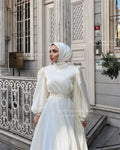 Elegant Muslim Wedding Dresses Long Sleeves Bride Dress with Cape Robe De Mariée Dubai Formal Prom Party Gowns Customized