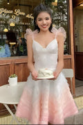 Princess Short Satin Sweetheart Mini Wedding Dress Spaghetti Strap Tulle Slim Line Brided Gown