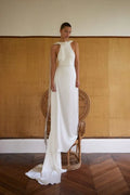 Romantic Simple Wedding Dresses With Shawl Elegant Beach Satin Bride Dress Simple Pregnant Women Bridal Gown Pink 4
