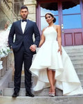 High/Low Train Wedding Dress Spaghetti Sleeveless A-Line Bridal Gowns Back Zipper Custom Made Simple Vestido De Noiva casamento