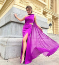 Vintage Purple Prom Dresses One Shoulder Collar Shawl Simple Corset Back Cocktail Growns