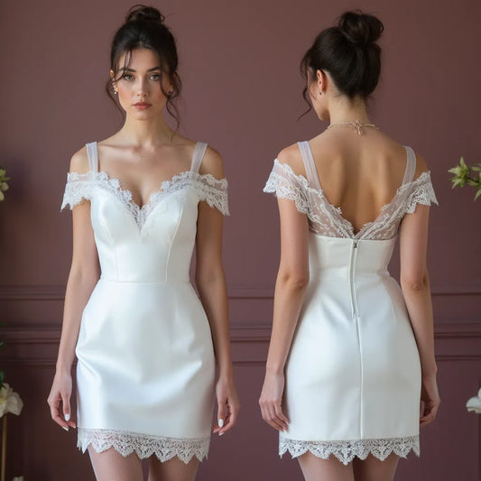 Short Wedding Dress for Second Weddings and Reception Celebrations