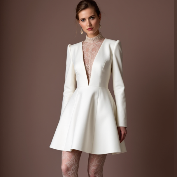 Romantic Short Wedding Dress and Mini Dress with Ruffled Layers for a Soft Look