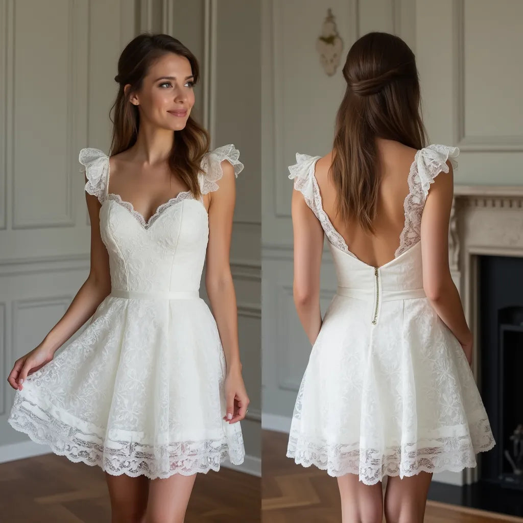 Short Wedding Dress with a Playful Flair for Fun and Stylish Brides