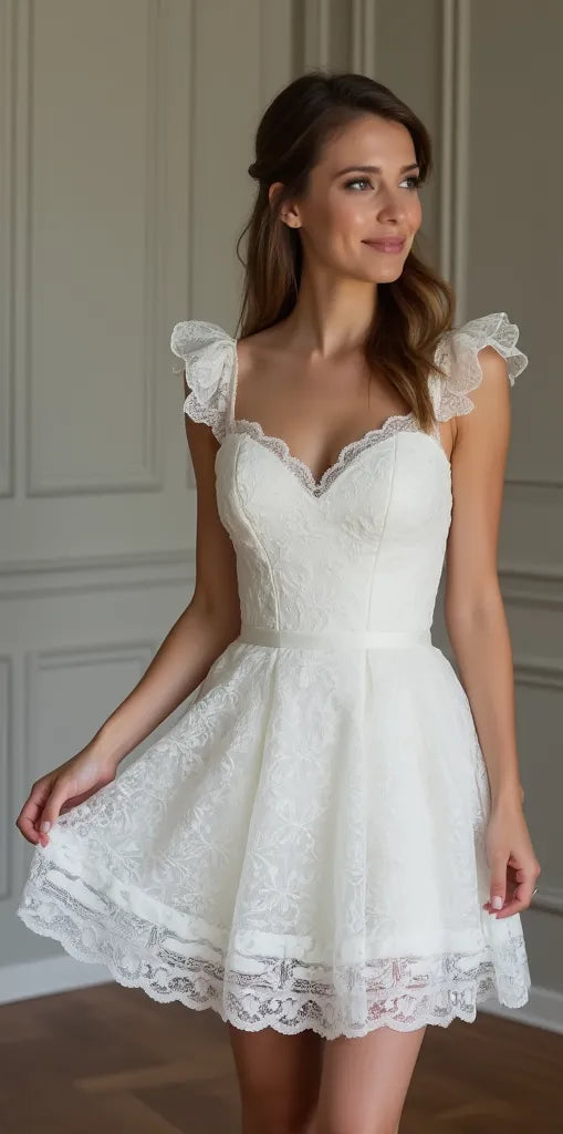 Short Wedding Dress with a Playful Flair for Fun and Stylish Brides