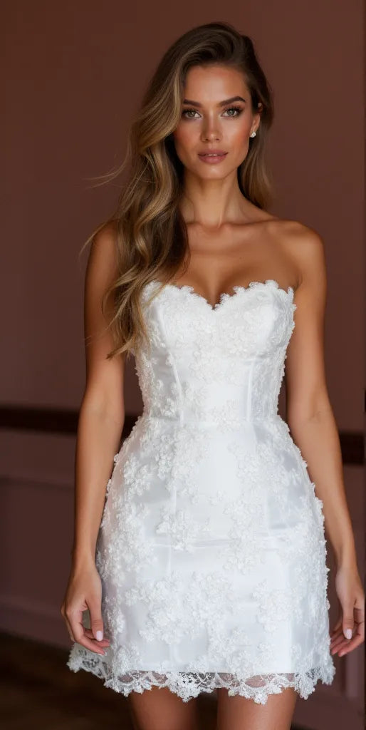 Mini Wedding Gown with Elegant Details for a Unique Wedding Style