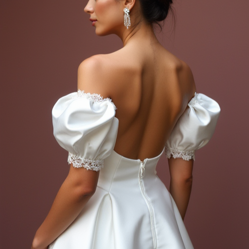 Chic Short Wedding Dress and Mini Dress with a Square Cut and Puff Sleeves
