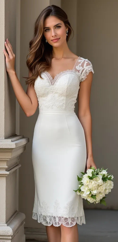 Short Mini Wedding Dress for Courthouse, Second Wedding, or Reception