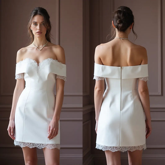 Mini Short Wedding Dress with Sleeves for a Sophisticated Bridal Look