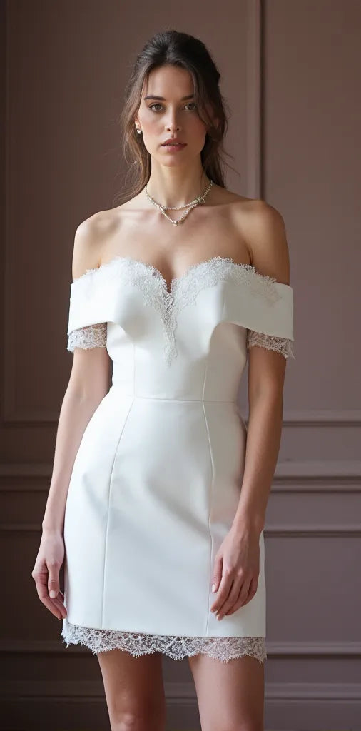 Mini Short Wedding Dress with Sleeves for a Sophisticated Bridal Look