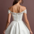 Elegant Short Wedding Dress and Mini Dress with an Illusion Lace Neckline