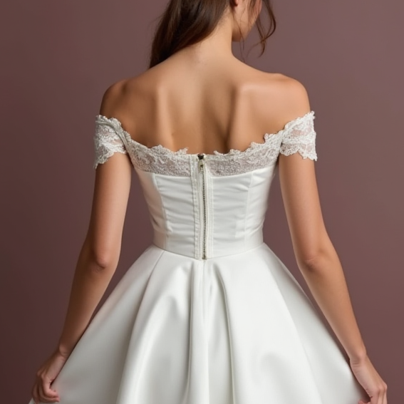 Elegant Short Wedding Dress and Mini Dress with an Illusion Lace Neckline
