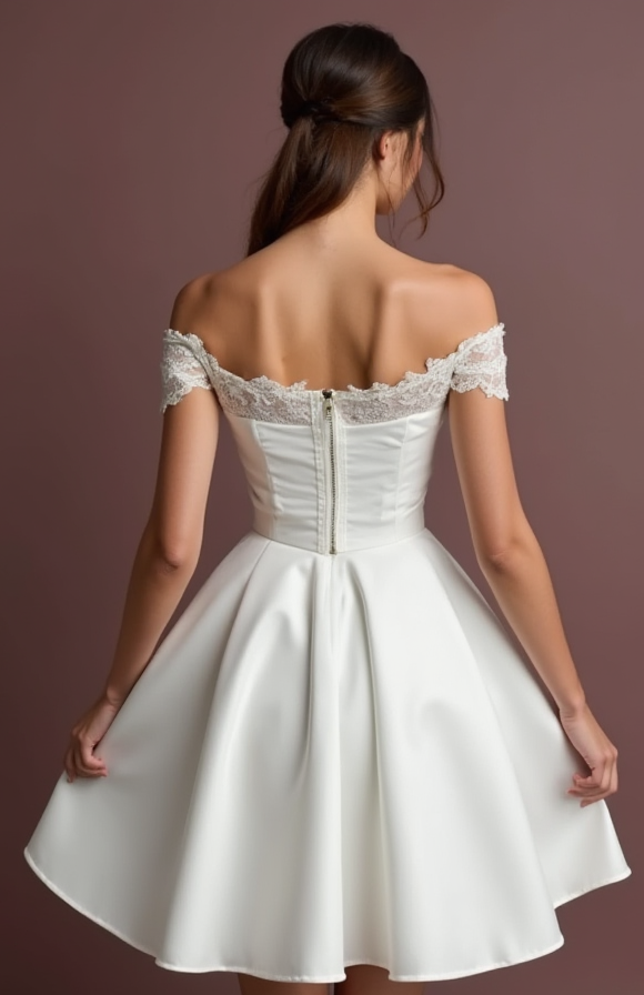 Elegant Short Wedding Dress and Mini Dress with an Illusion Lace Neckline