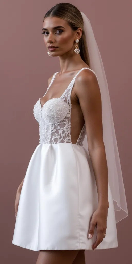 Short Mini Wedding Dress for Dancing, Celebrations, and Fun Receptions