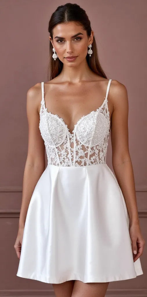 Mini Short Wedding Dress with a Playful and Feminine Touch