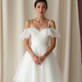 Romantic Short Wedding Dress and Mini Dress with a Heart-Shaped Cutout Back