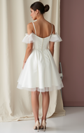 Romantic Short Wedding Dress and Mini Dress with a Heart-Shaped Cutout Back