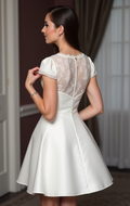 Stunning Short Wedding Dress and Mini Dress with a Satin Bow Back