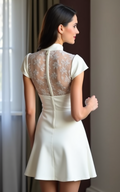 Short Wedding Dress and Mini Dress with a Cowl Neckline for a Trendy Look