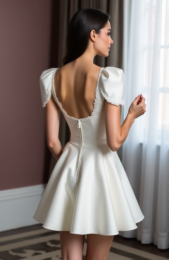 Mini Short Wedding Dress with Lace and Tulle for a Romantic and Elegant Bridal Look