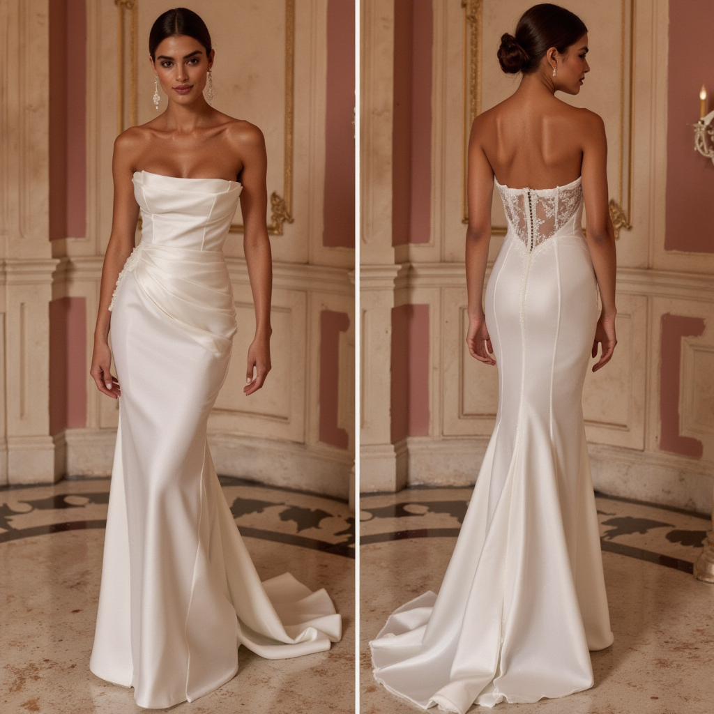 Fitted Sleek Mermaid Silhouette Wedding Dress