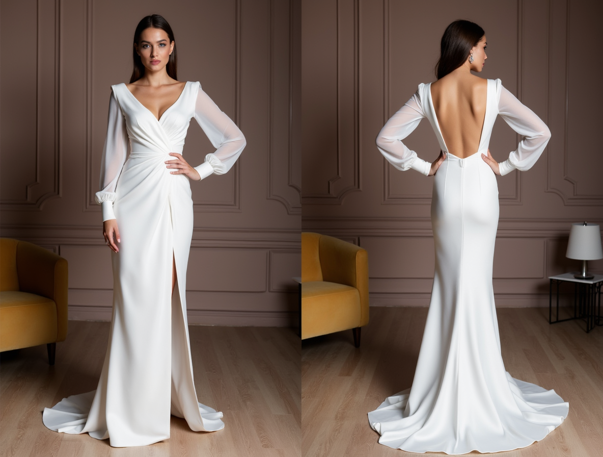 A-Line White Wedding Gown with Lace Appliqués for a Feminine Touch