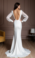 A-Line White Wedding Gown with Lace Appliqués for a Feminine Touch