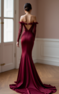 Romantic Red Evening Dress & Prom Dress with Vintage Ruffle Accents