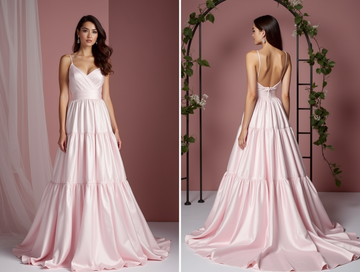 Chic Pink Evening Dress & Prom Dress with Sheer Beaded Sleeves for Extra Elegance
