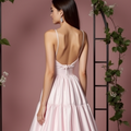 Chic Pink Evening Dress & Prom Dress with Sheer Beaded Sleeves for Extra Elegance