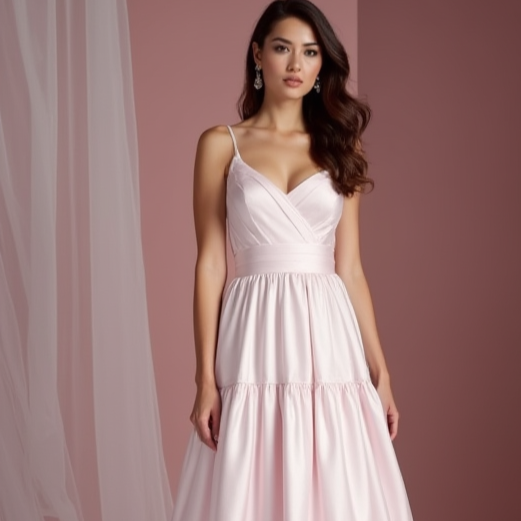 Chic Pink Evening Dress & Prom Dress with Sheer Beaded Sleeves for Extra Elegance