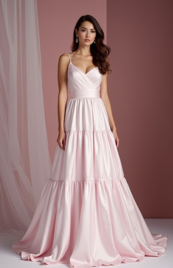 Chic Pink Evening Dress & Prom Dress with Sheer Beaded Sleeves for Extra Elegance