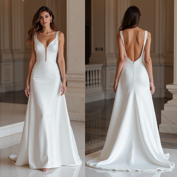 Bold White A-Line Wedding Dress with Illusion Lace and Elegant Beadwork