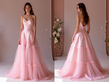 Sophisticated Pink Evening Dress & Prom Dress with Ruched Bodice and Slit